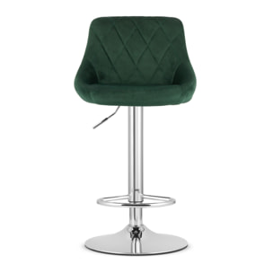 Sgabello da bar KAST in velluto verde con base cromata