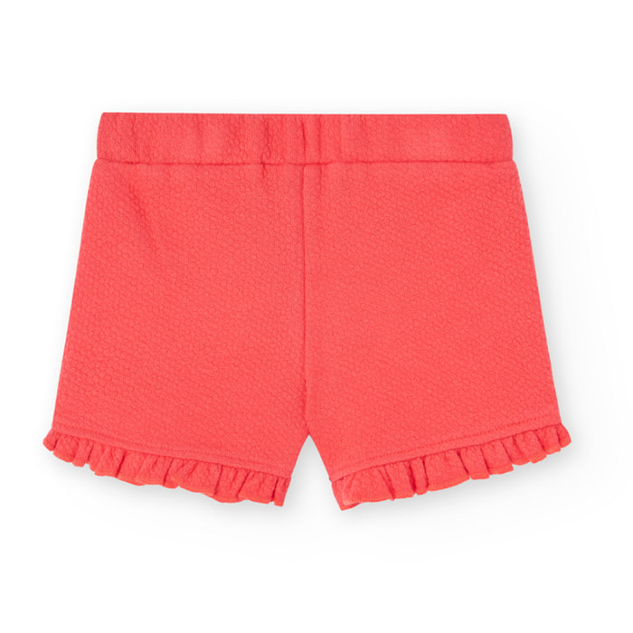 Short liso para niÃ±a en relieve de color rojo