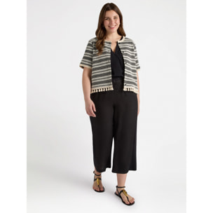 Fiorella Rubino - Pantaloni in lino e jersey con lacci - Nero