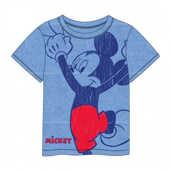 Maglietta T Shirt in cotone Topolino Lui Disney Azzurro