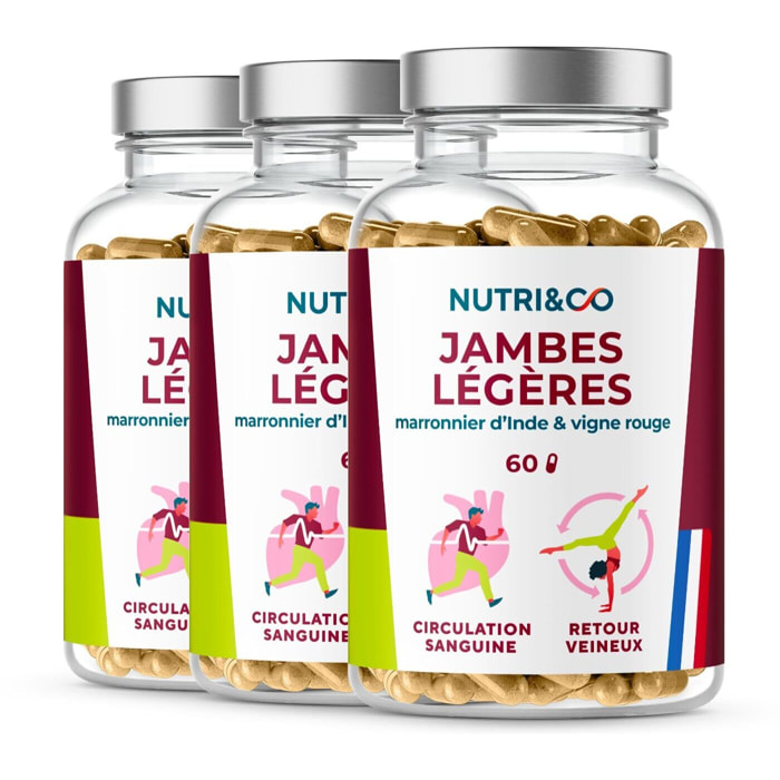 Formule Jambes Légères et Circulation Brevetée - 60 gélules Vegan - Lot de 3