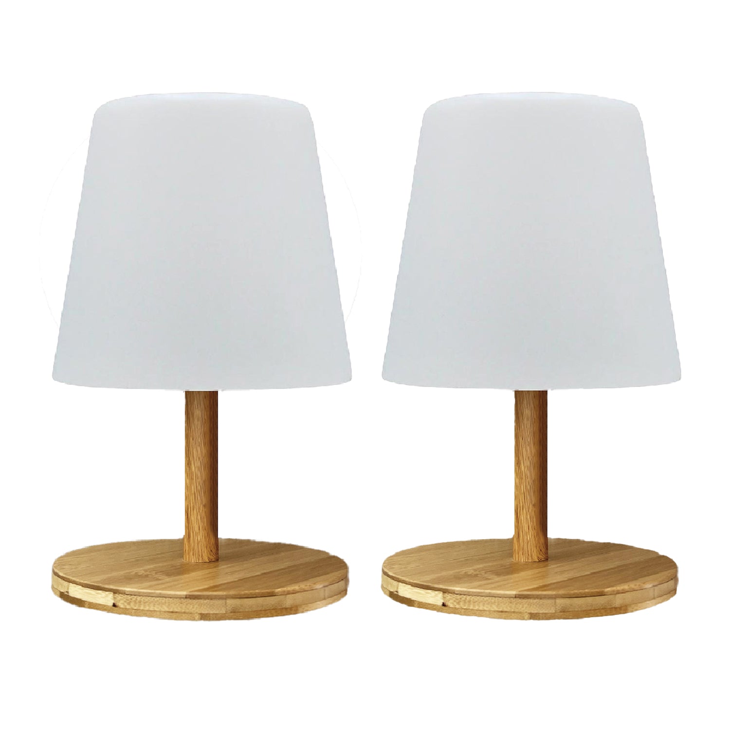 Lot de 2 lampes de table sans fil rechargeables USB effet bois LED blanc chaud dimmable 2x STANDY MINI WOOD H25cm