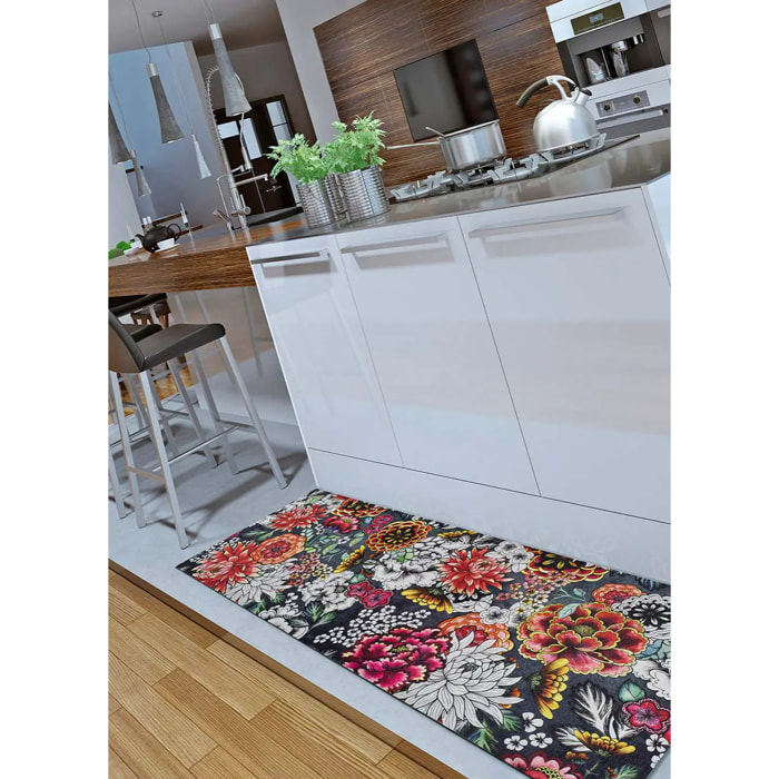 RICCI Alfombra vinílica de cocina dibujos coloreados en multicolor, varias medidas disponibles.