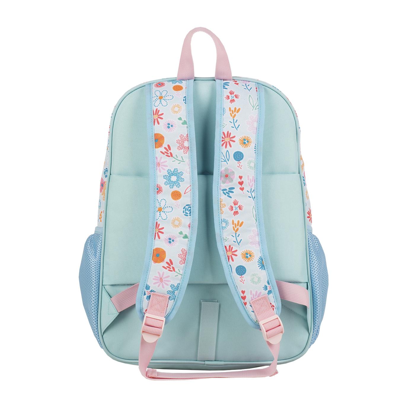 Blin-Blin Back to Nature, mochila primaria doble compartimento con carro. Protección lateral y stoper frontal, 4 ruedas multidireccionales. Con accesorio pom-pom.