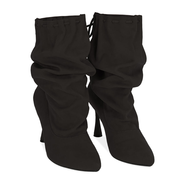 Botines negros de microfibra, 8,5 cm.
