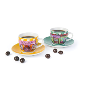 Set 6 Tazzine Caffè con Piattino Excelsa – Shops, Porcellana Multicolore
