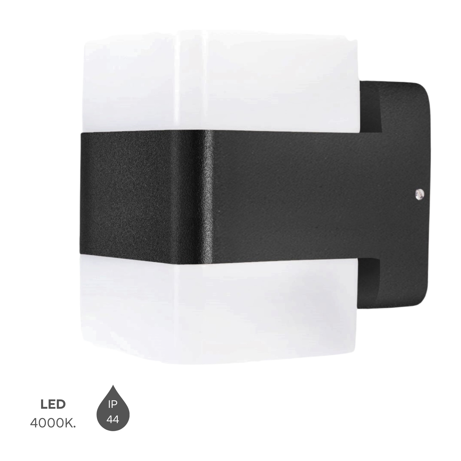 FORLIGHT Aplique IP44 Opalo LED 14.3W Blanco Neutro 4000K On/Off Negro Iluminación Interior Moderna y Eficiente