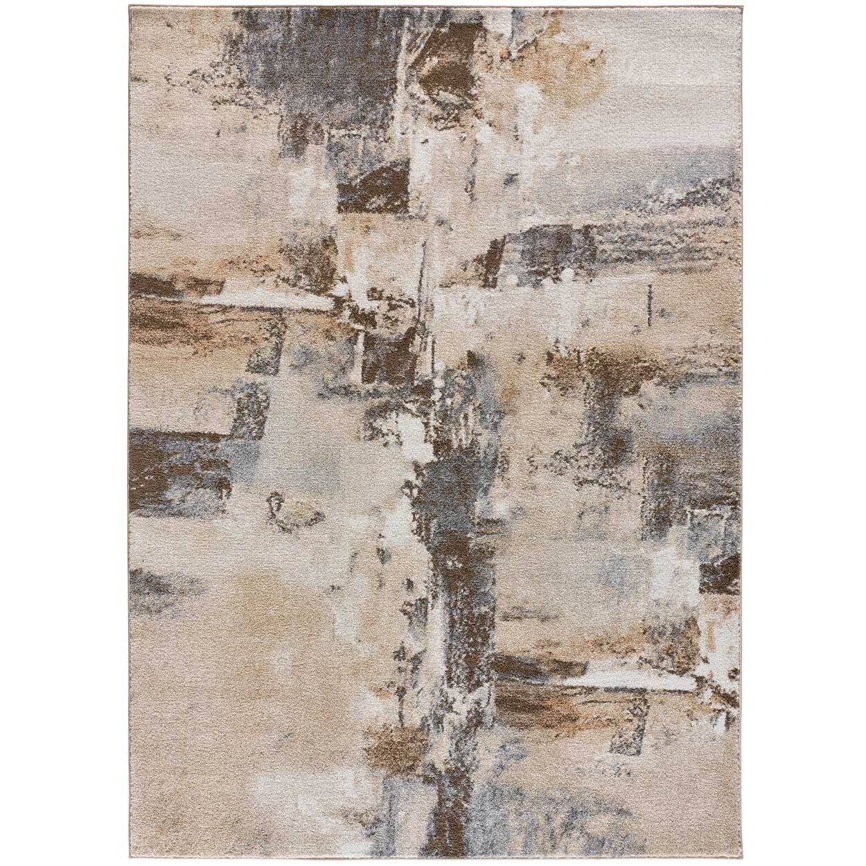 AYDIN Alfombra abstracta de pelo corto en color beige, varias medidas disponibles