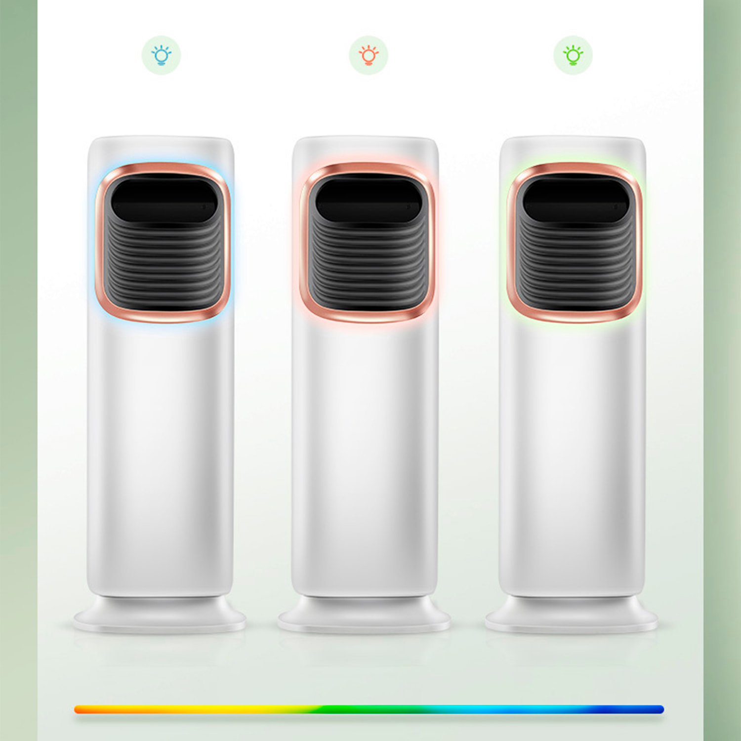 Condizionatore d'aria multifunzione senza pale, con riscaldamento e raffreddamento a 45W/1800W caldo/freddo. Touch screen e telecomando. Rotazione di 120º. Funzione umidificatore e serbatoio dell'acqua da 3L.