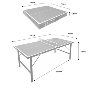 Mini table de ping pong intérieure pliante avec 2 raquettes et 3 balles MINI TABLE DE PING PONG INTÉRIEURE