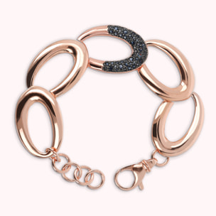 Bracciale con Maglie Ovali e Pavé in Prisma Gem Blu