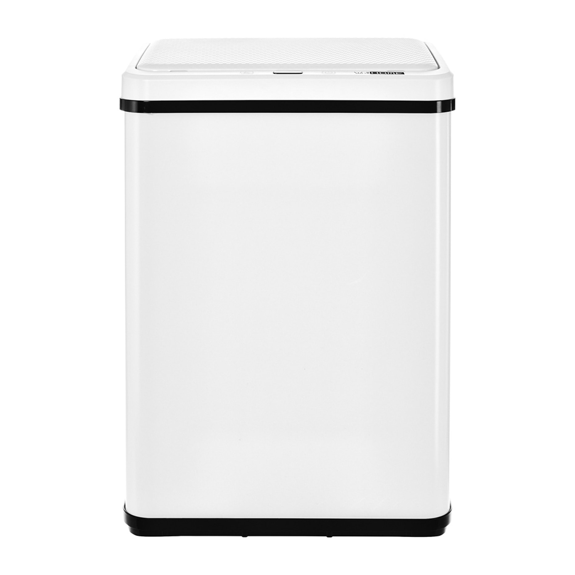 Cubo de basura inteligente sin patas con apertura automática o contacto manual, blanco.