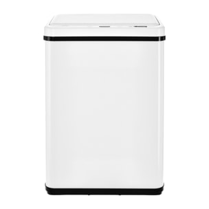 Cubo de basura inteligente sin patas con apertura automática o contacto manual, blanco.