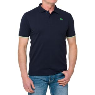 Polo con righine LIZARD cotone piquet Blu Navy
