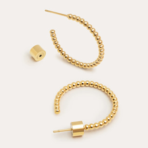 Orecchino Pebble Dots M  in Acciaio Placcato Oro