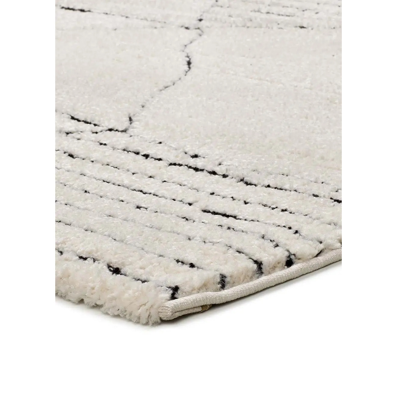 TURIN Alfombra étnica con relieve en blanco y negro, varias medidas disponibles