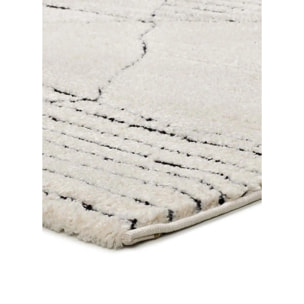 TURIN Alfombra étnica con relieve en blanco y negro, varias medidas disponibles