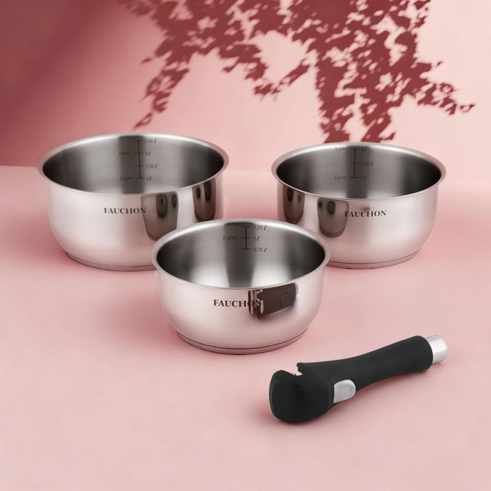 3 casseroles   20 cm amovible inox 18 8 induction