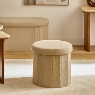 Pouf Fink rond pliable D.38cm beige
