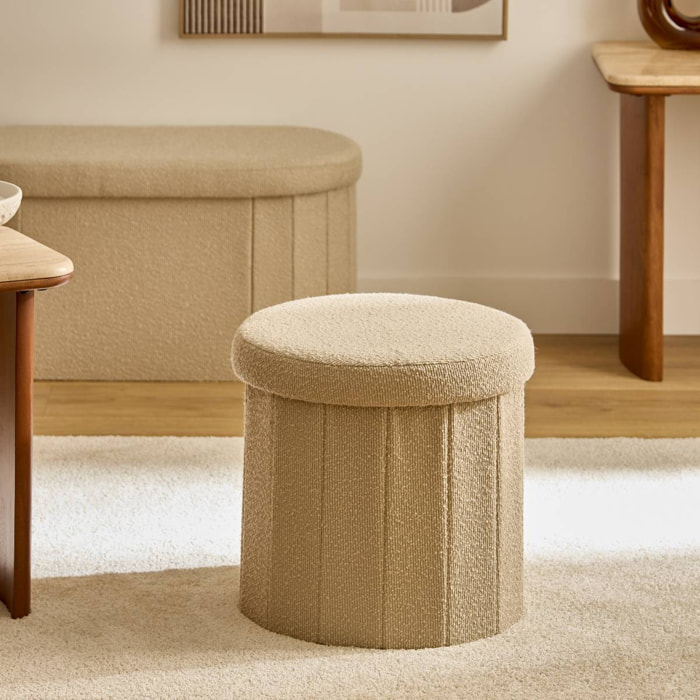 Pouf Fink rond pliable D.38cm beige