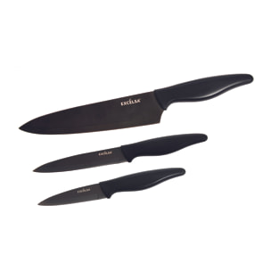 Set 3 coltelli Utility + Chef Excelsa – Titanium, Acciaio Nero