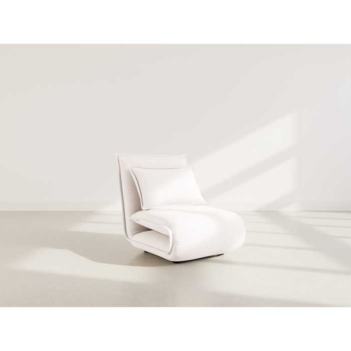 Candice - Banquette 1 place convertible clic-clac en velours côtelé - Beige