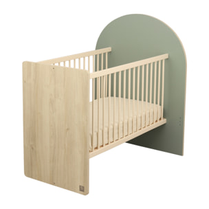 Lit bébé évolutif 120x60 en 90x190 - décor bois chêne sépia forme arche