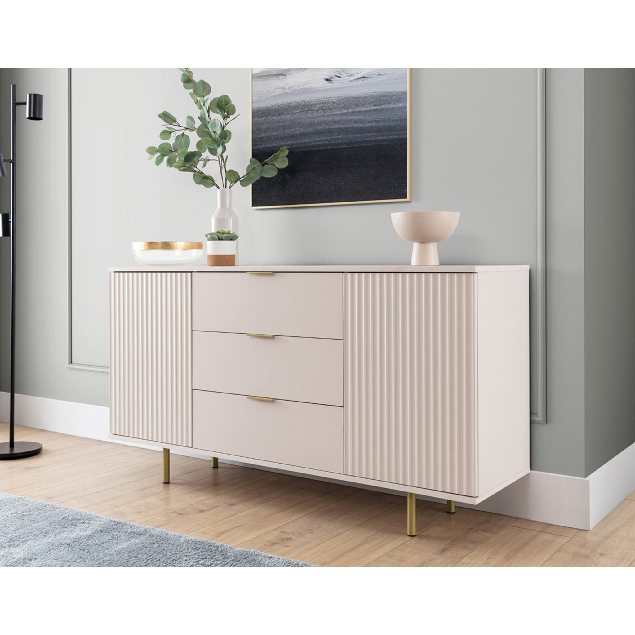 Monica - buffet - beige - 3 tiroirs et 2 portes - 150 cm - Beige