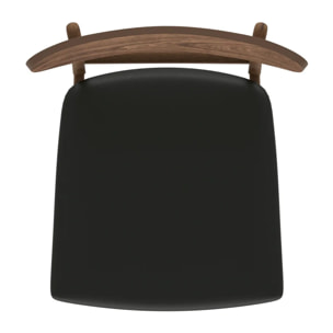 Lot de 2 chaises en cuir synthétique noir et bois foncé - Lana