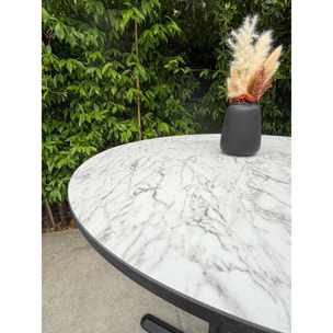 BISTRO - Table ronde de jardin en acier et plateau HPL