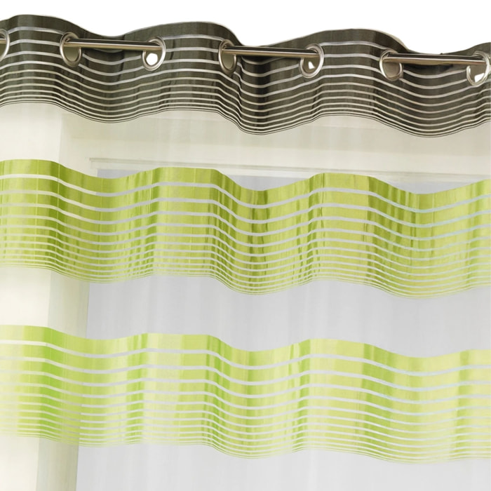 Voilage en organza à fines rayures horizontales - Vert tilleul
