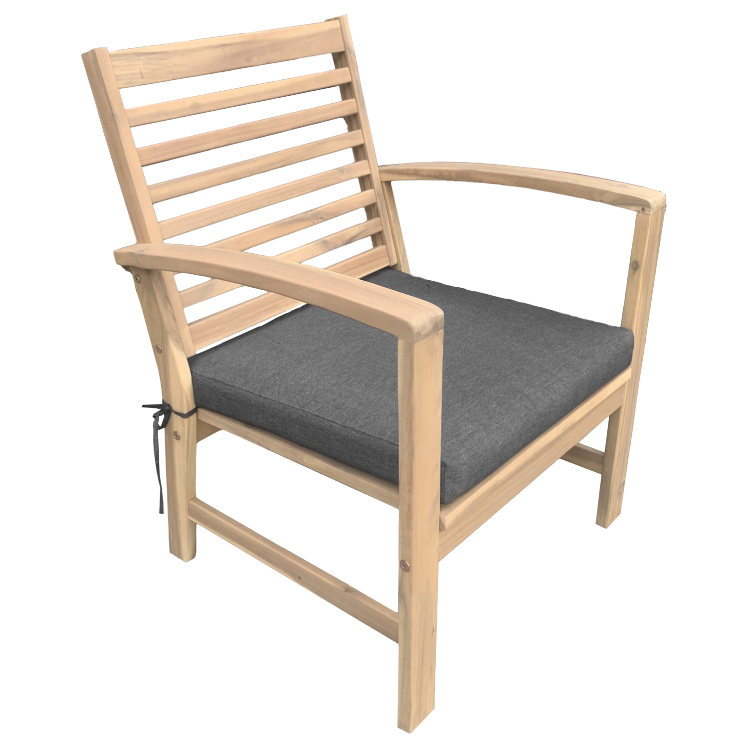 Salon de jardin en acacia 4 places GOA - coussins gris