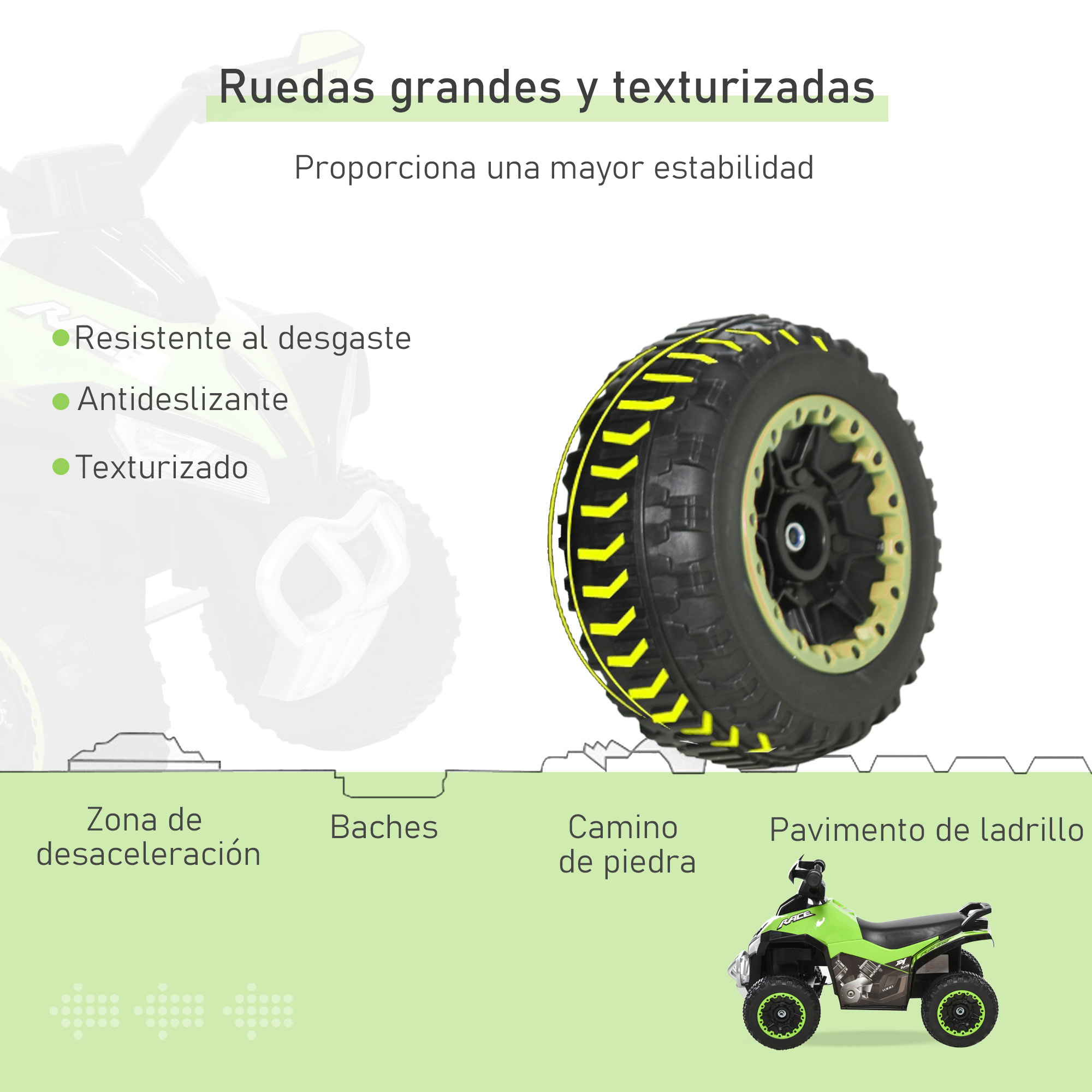 Quad Correpasillos para Niños +18 Meses con Luces y Música 67,5x38x44cm Verde