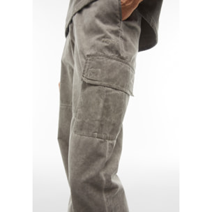 Pantaloni cargo in canvas tinto capo cold dyed