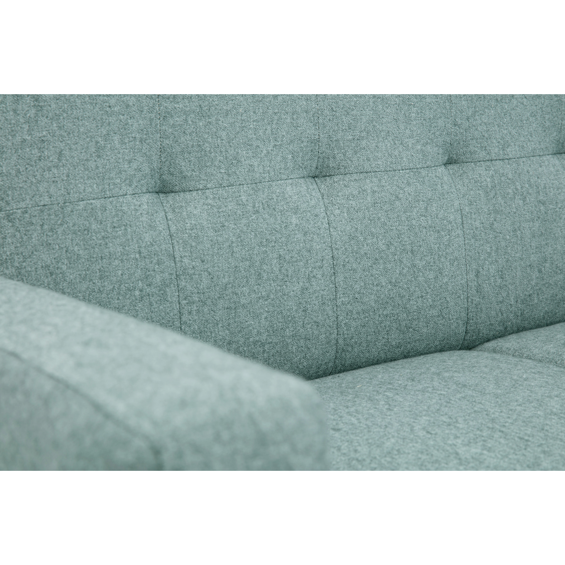 Canapé scandinave 2 places en tissu vert de gris et bois clair MOON