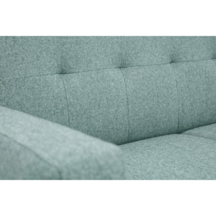Canapé scandinave 2 places en tissu vert de gris et bois clair MOON