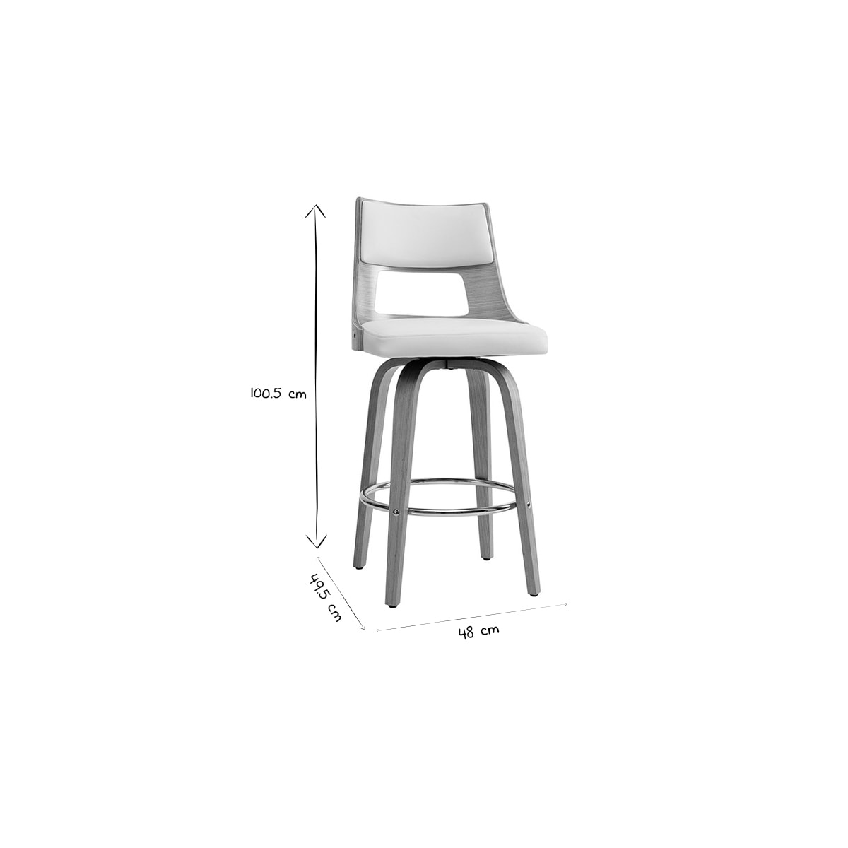 Tabouret de bar scandinave pivotant blanc et bois clair GARBO