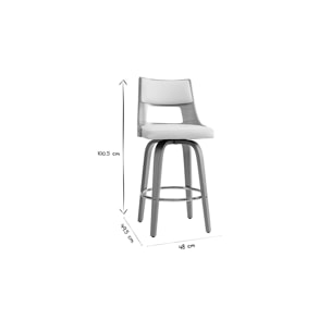 Tabouret de bar scandinave pivotant blanc et bois clair GARBO