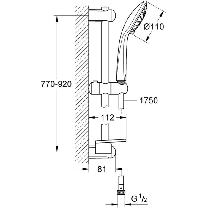 Ensemble de douche 2 jets avec barre Euphoria 110 Duo