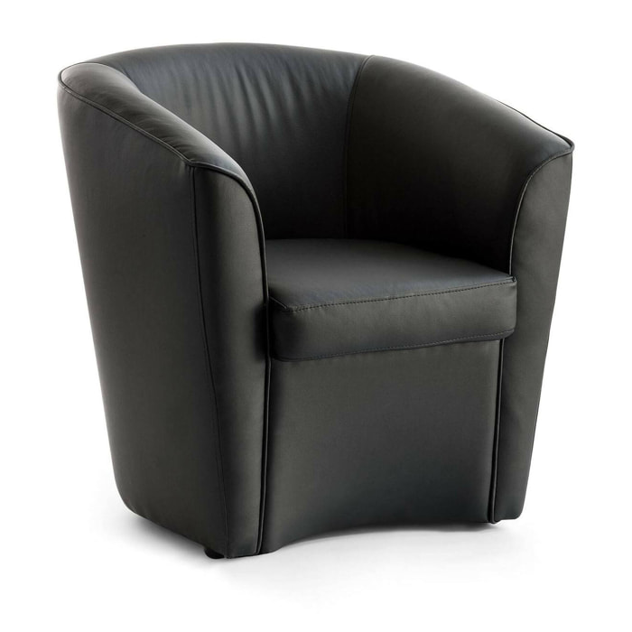 Poltrona Artello, Poltrona da salotto, 100% Made in Italy, Poltroncina relax in ecopelle, Cm 70x60h74, Nero