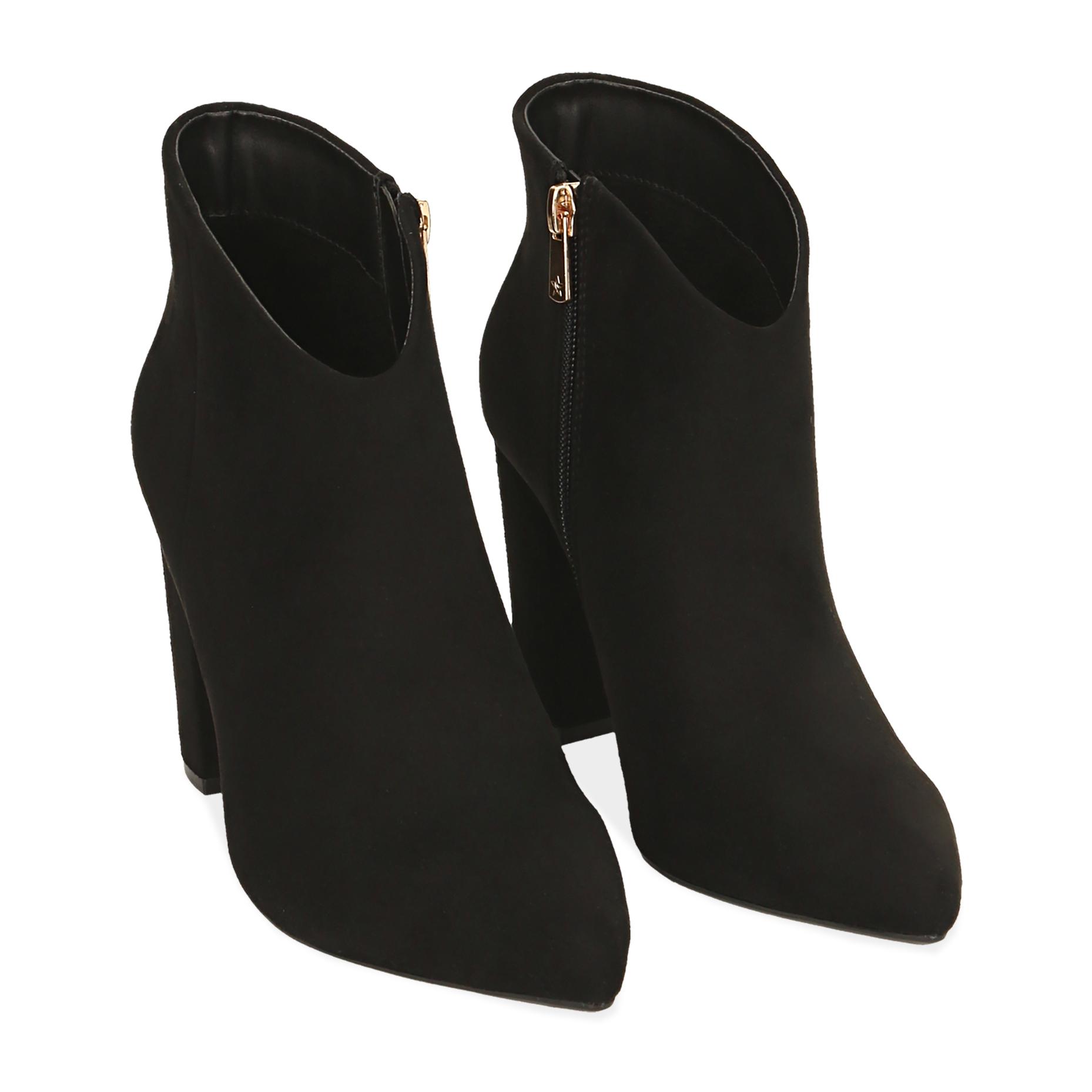 Ankle boots neri in microfibra, tacco 9 cm