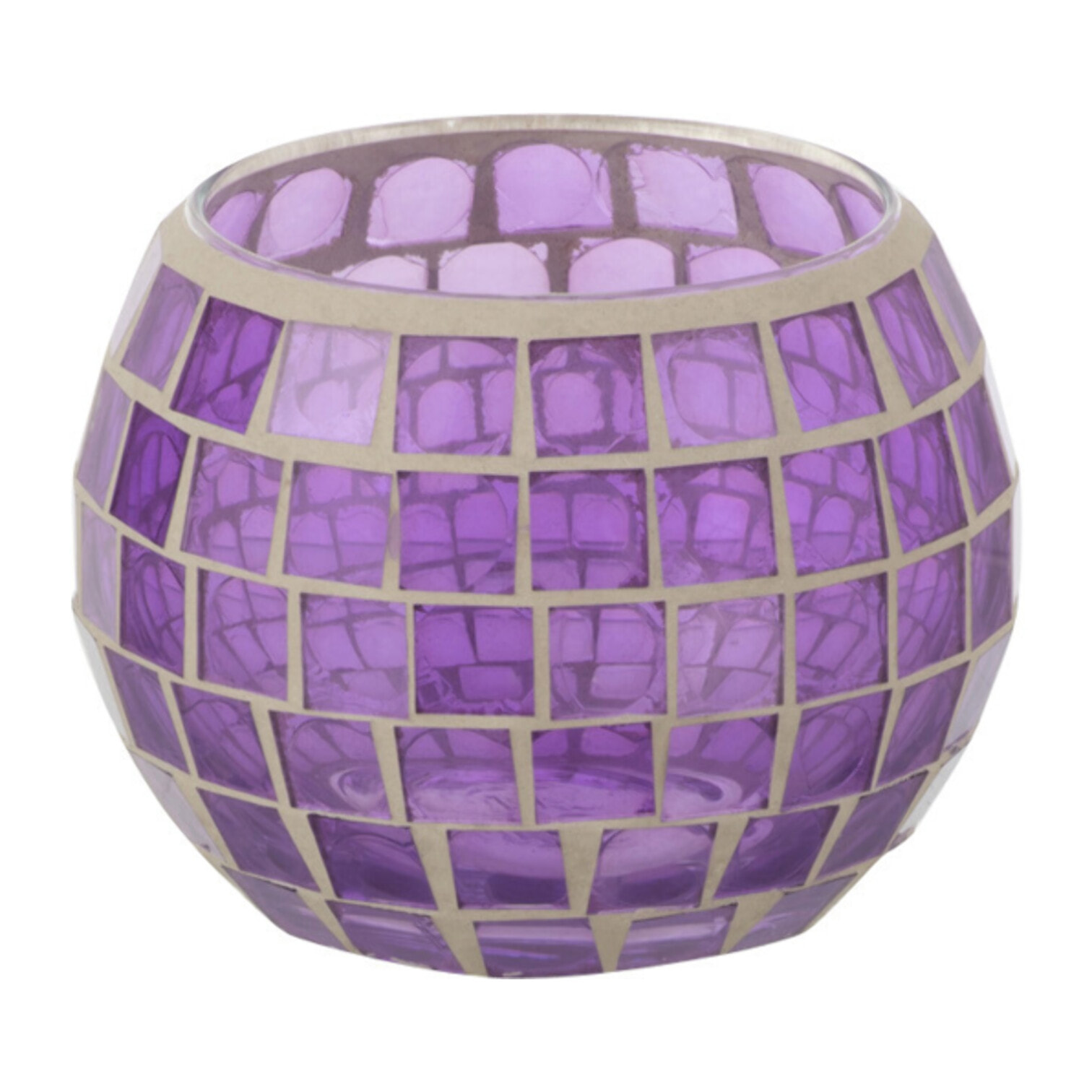 J-Line photophore Mosaiques Rond - verre - mauve - small - 2 pièces