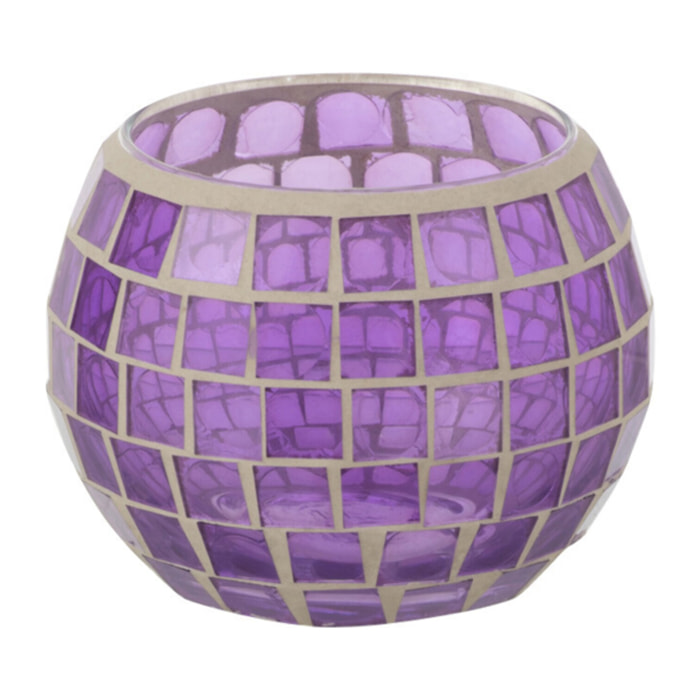 J-Line photophore Mosaiques Rond - verre - mauve - small - 2 pièces