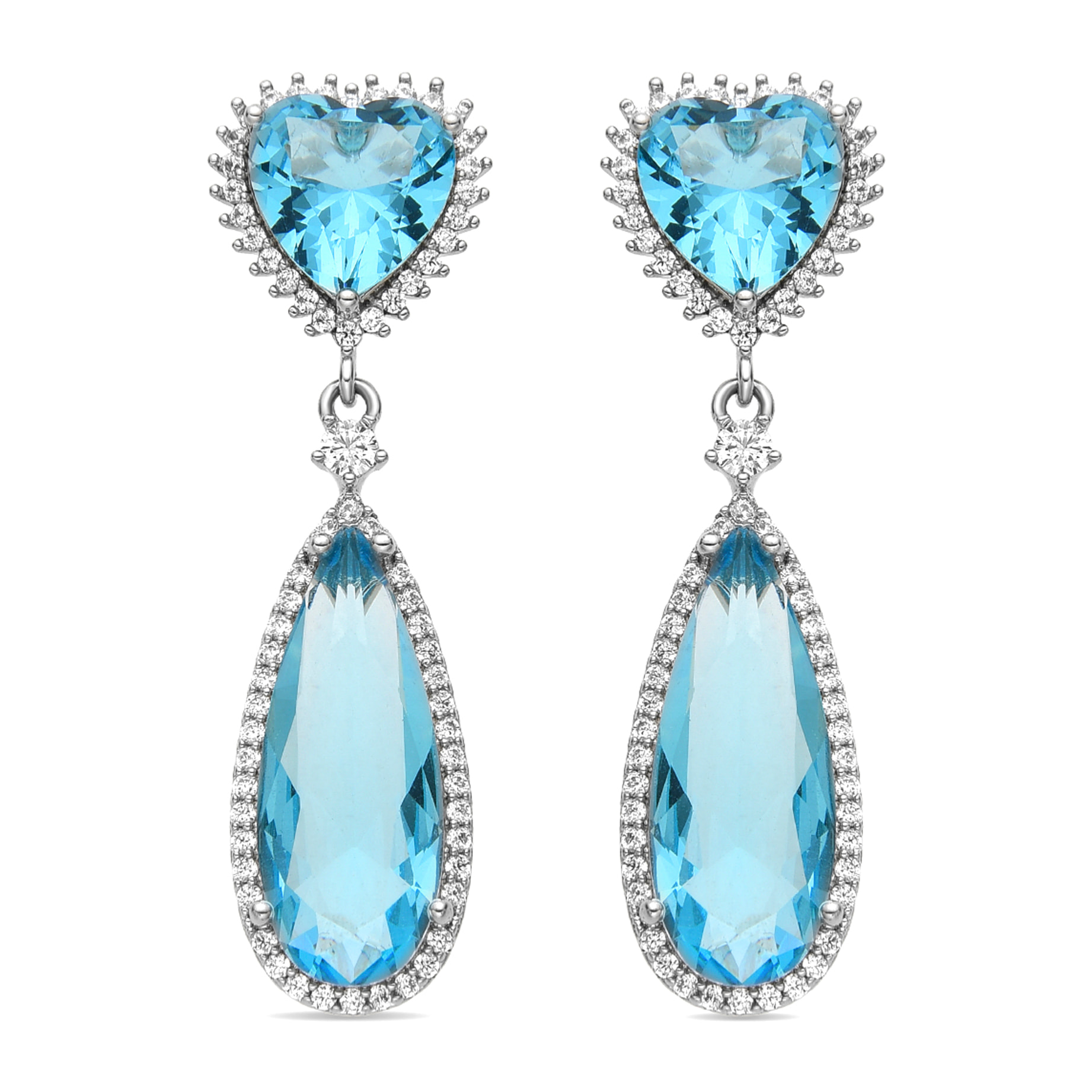 Pendientes con Circonita Aguamarina acabado plata