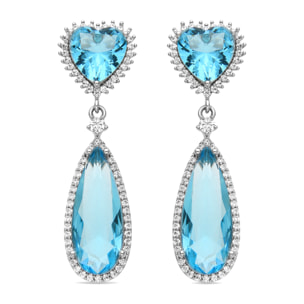 Pendientes con Circonita Aguamarina acabado plata