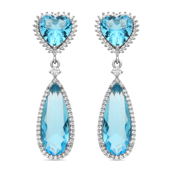 Pendientes con Circonita Aguamarina acabado plata