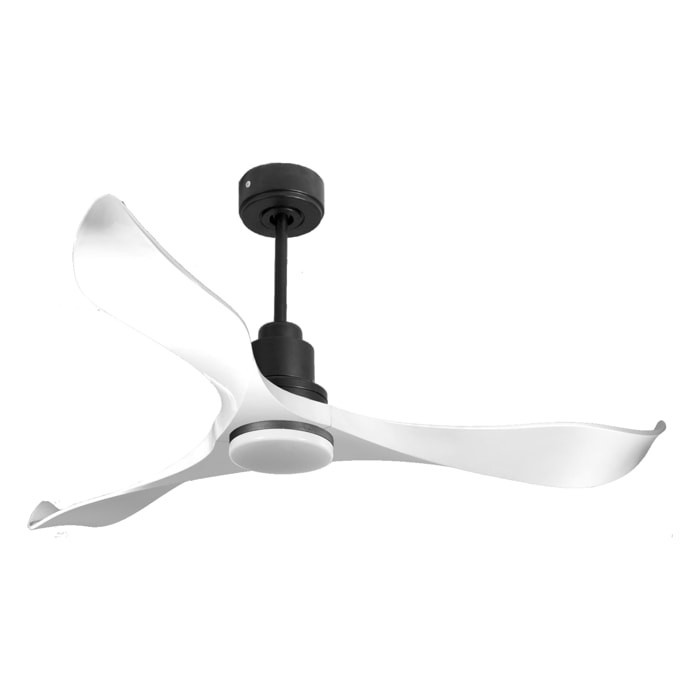 Ventilateur de plafond Réversible  Thermostat Dimmable Wifi Moteur à courant continu Toits en pente Télécommande Lumière à trois tons Adaptateur 2/3 Lames