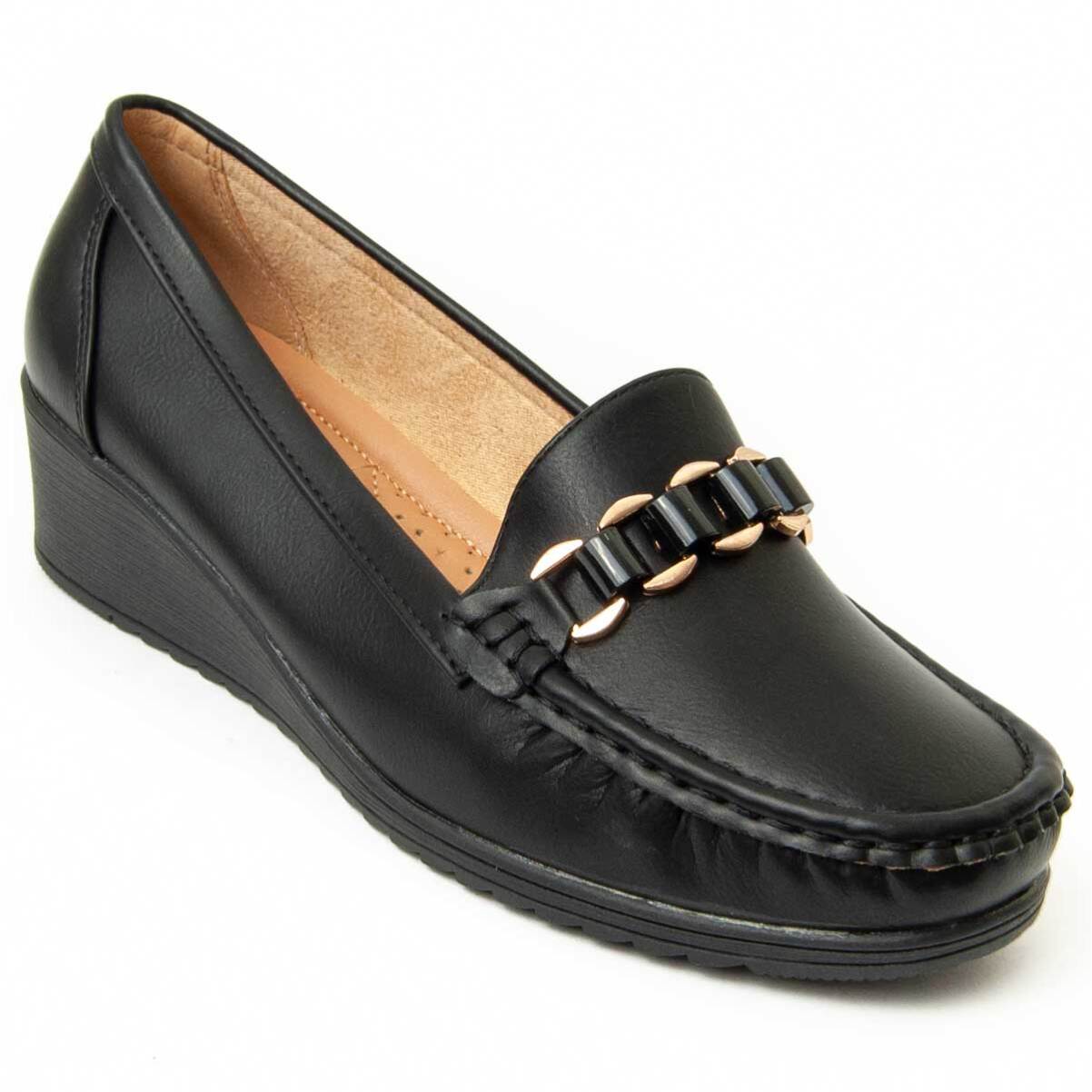 Mocasines De Cuña - Negro - Altura: 4 Cm