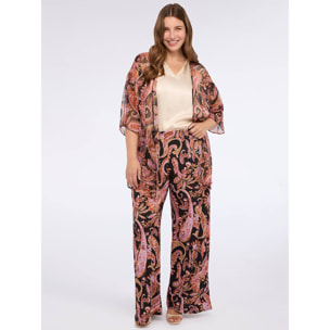 Fiorella Rubino - Pantaloni wide leg in jersey con stampa bandana - Nero