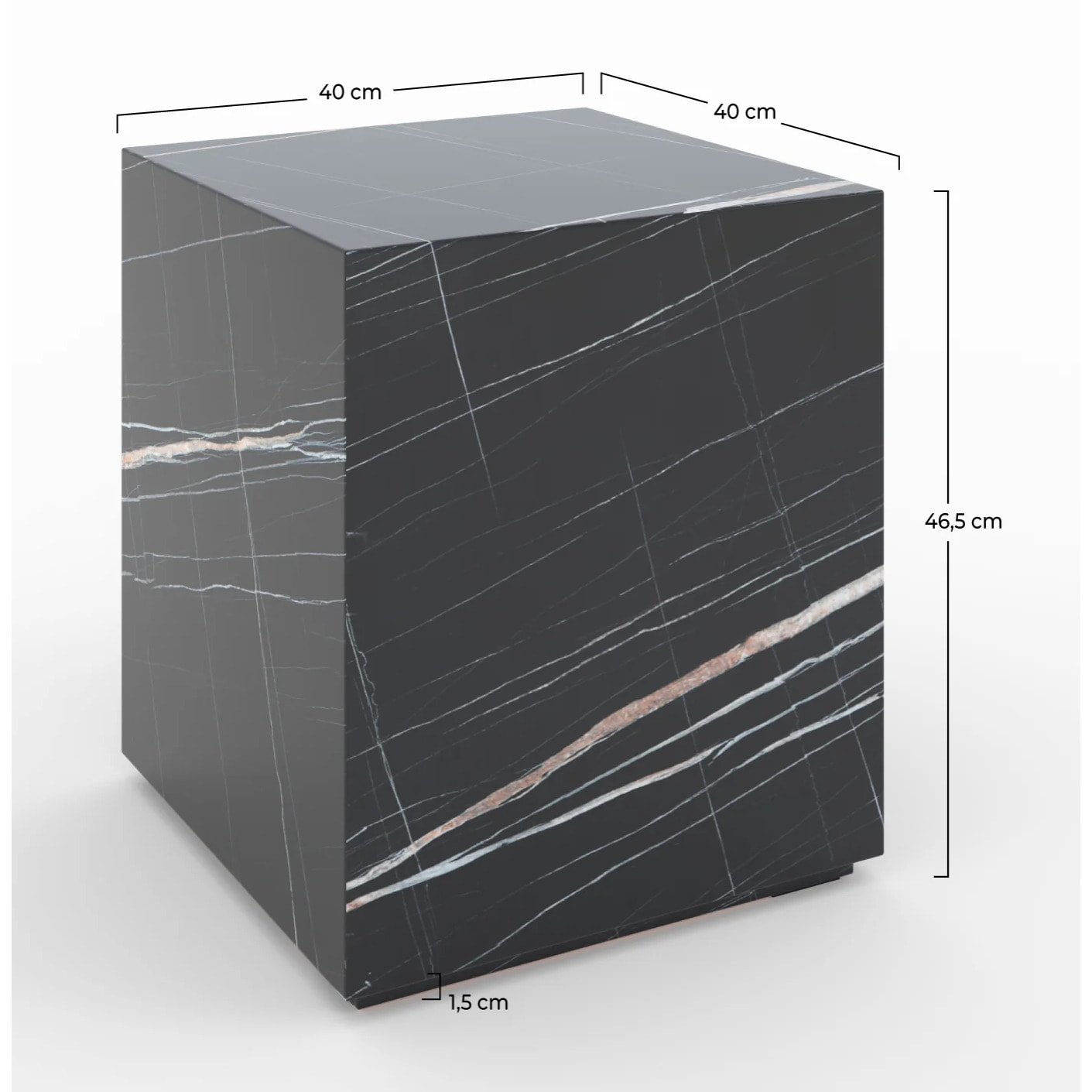 Table d'appoint effet marbre noire - Lison